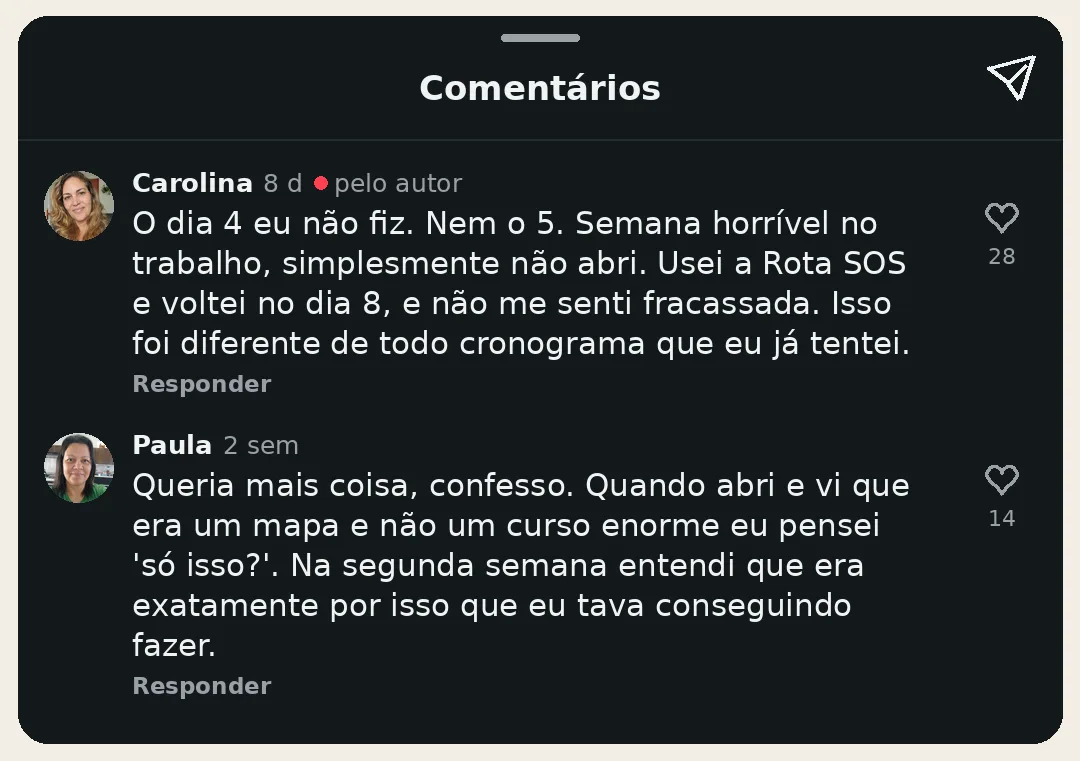 Comentários de Carolina e Paula
