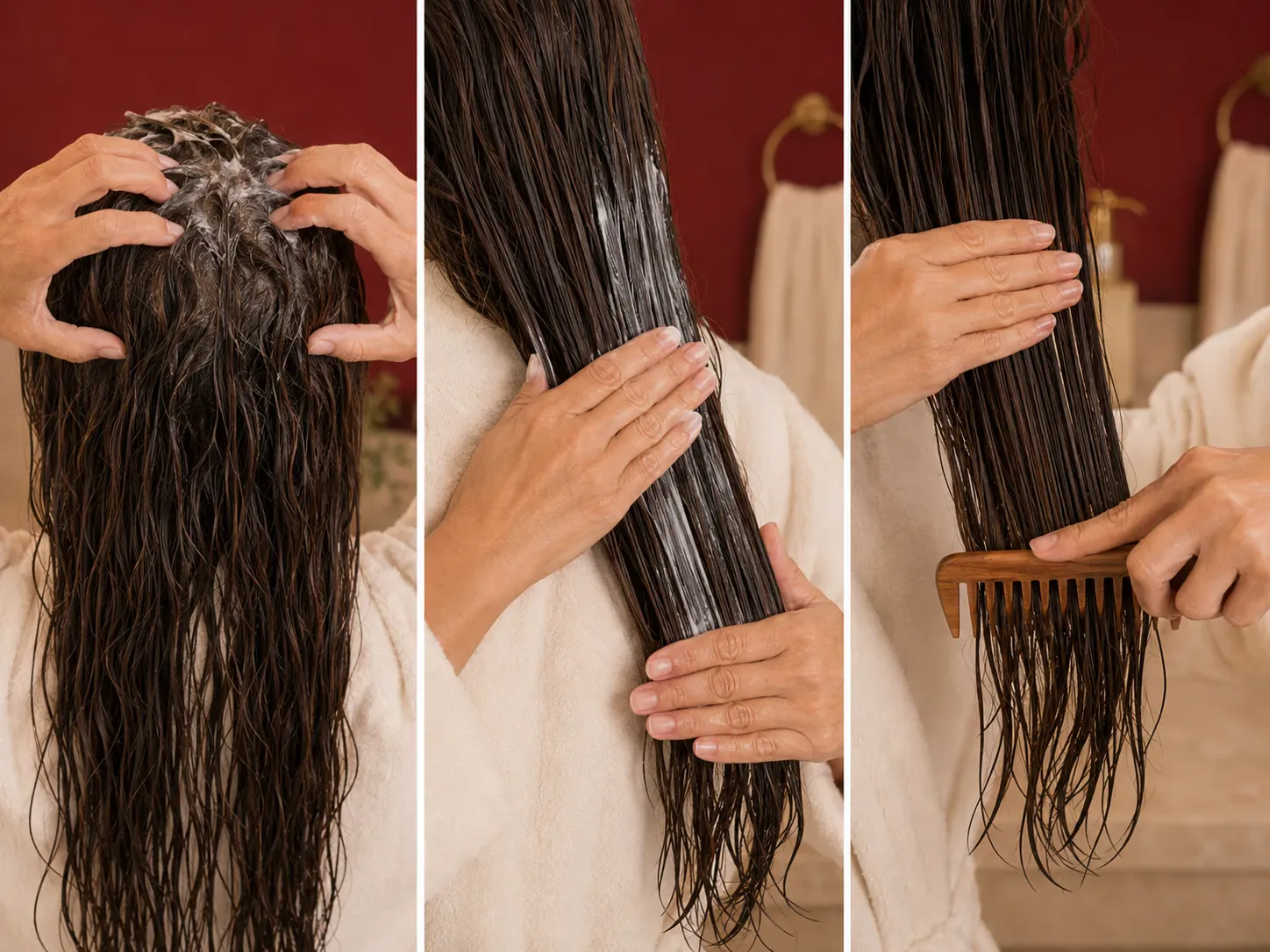 Lavagem: shampoo, máscara e desembaraço