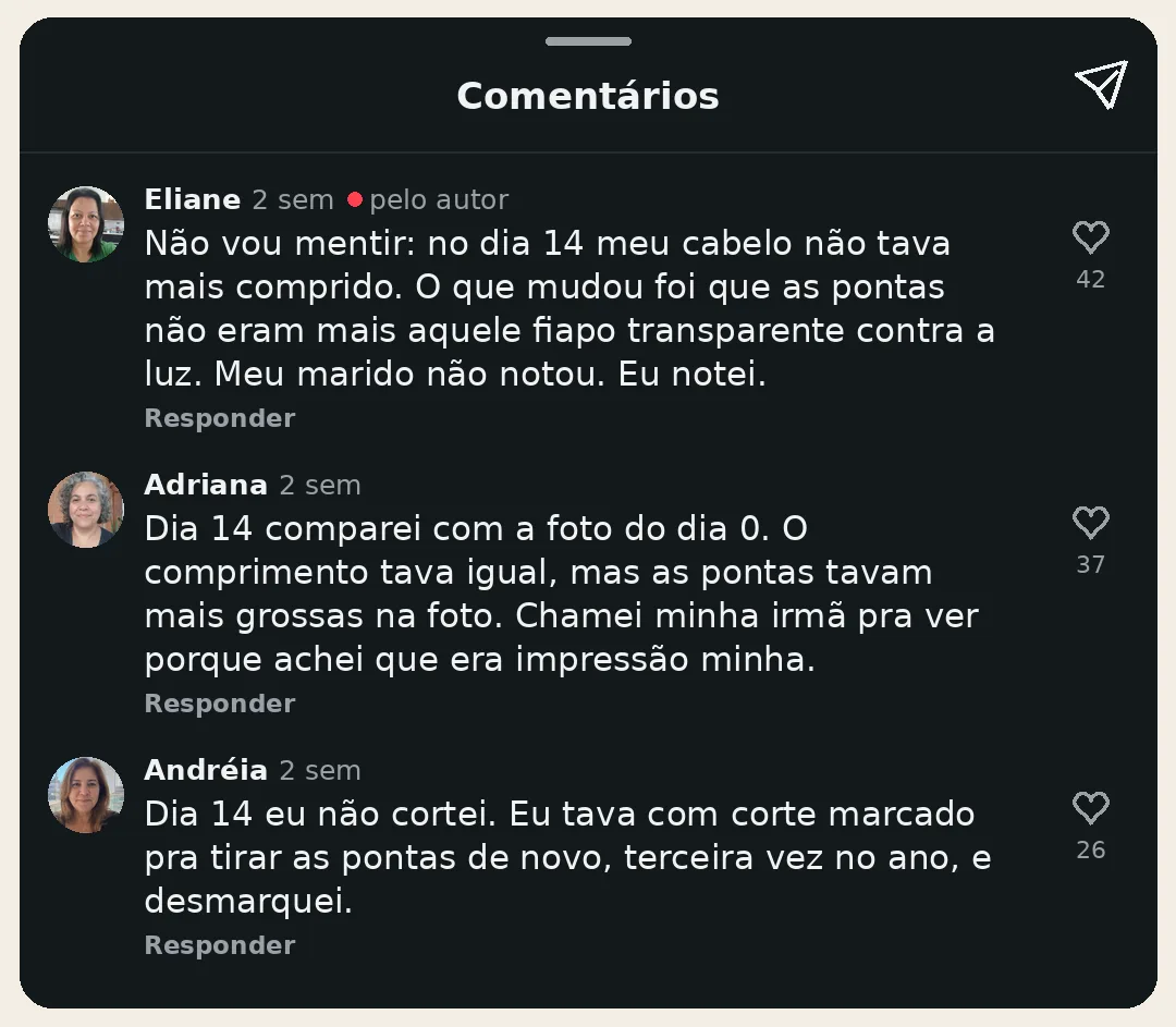 Comentários de Eliane, Adriana e Andréia