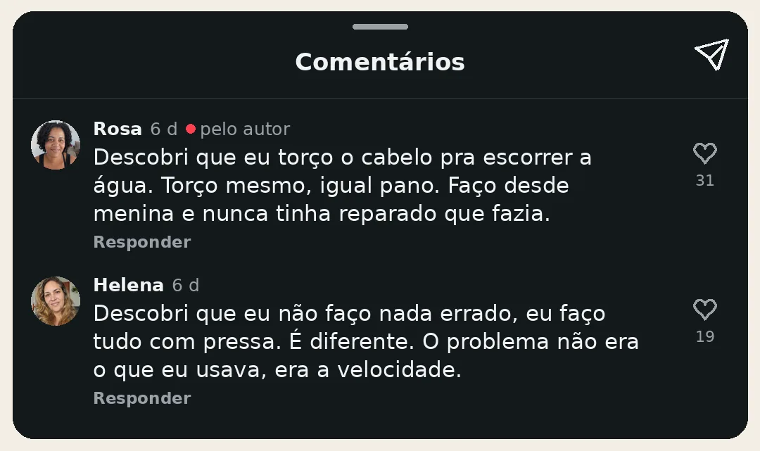 Comentários de Rosa e Helena