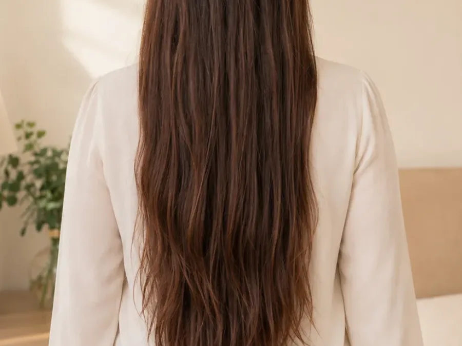 Cabelo longo visto de costas